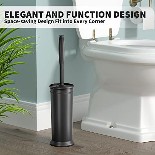 Toilet Brush with Covered Holder, Black, 1 Set
