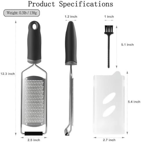 Cheese Grater & Lemon Zester,Stainless Steel Hand Grater for Garlic