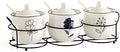 Ceramic Spice & Sugar Jar Set, 3 Pcs with Lids & Spoons 230 ml