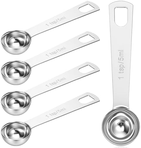 5 Pcs 1 Teaspoon Measuring Spoons, 5 ml/1Tsp/1/3 Tablespoon/5 cc