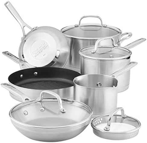 KitchenAid Stainless Steel Cookware Induction Pots and Pans Set, 10-Piece