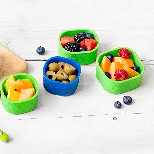 LunchBots Silicone Bento Cups Divider Inserts Set of 7 Blue Aqua