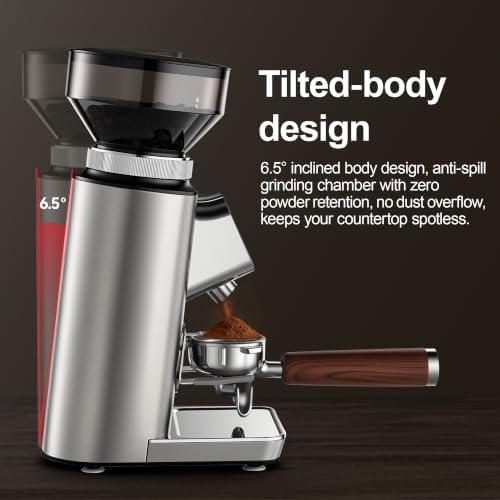Conical Burr Coffee Grinder, Metallic Silver