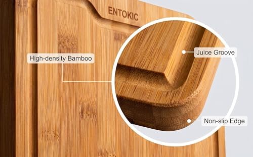 Natural Bamboo Cutting Board Set of 3 for Kitchen, Wood Chopping