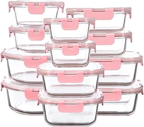 FAWLES 12 Pack Glass Storage Containers with Lids