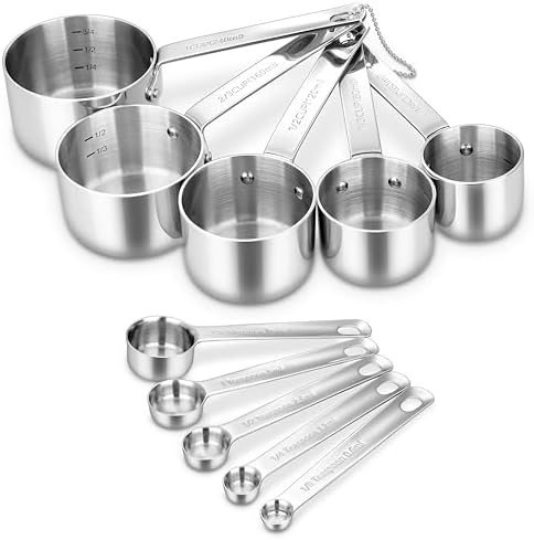 KEAWELL Premium 18/10 Measuring Set (Silver, Measuring Cups & Spoons)