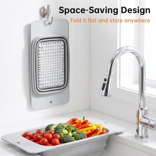 2Pack Collapsible Colander Strainer - Silicone Over the Sink Colander