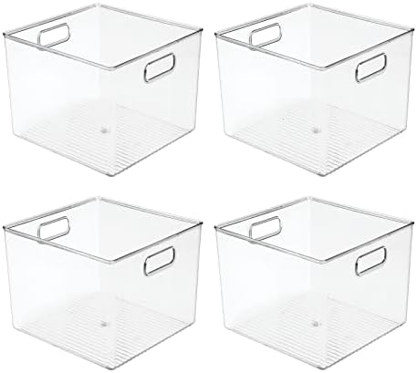 mDesign Plastic Modern Storage Organizer Bin Basket with Handles