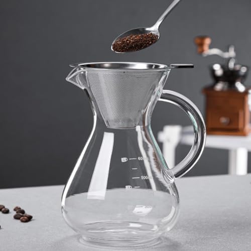 34oz Pour Over Coffee Maker with Stainless Steel Filter, Thickened