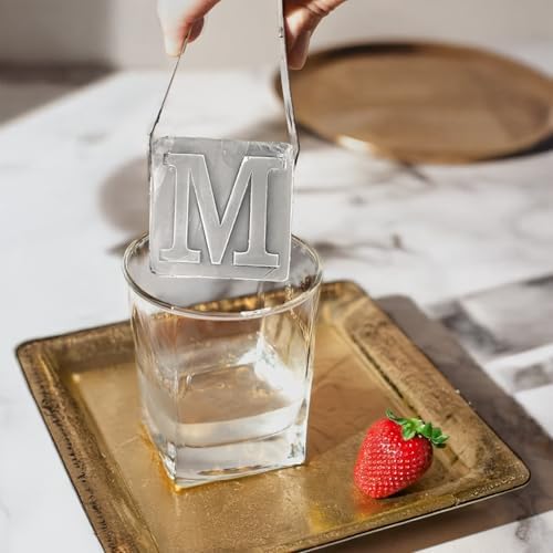 Monogrammed Ice Cubes Mold with Lid, 2 inch Whiskey Ice Cube Tray