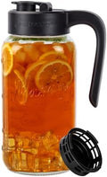 Mason Jar Pitcher with Tea Filter, 64 oz Glass Pitcher with Lid