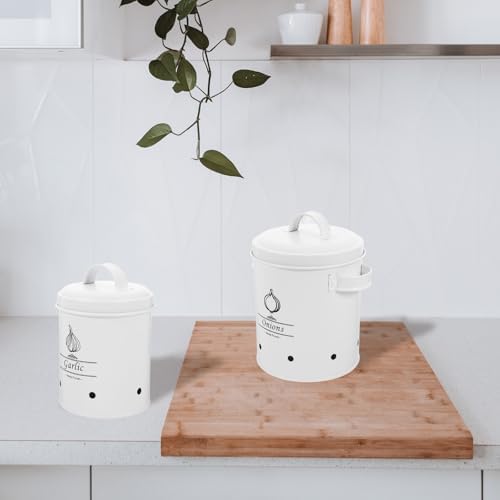 jojofuny Potato Storage Bins, 2pcs Iron Canisters for Onions and