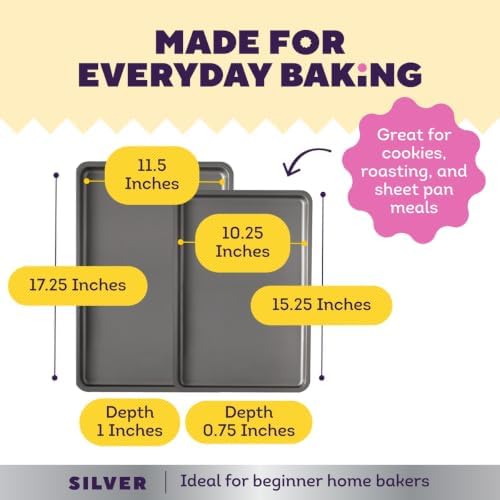 Wilton Silver Non-Stick Baking Sheet Set, Made Without PFAS, 2-Piece