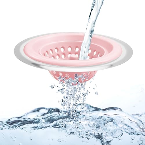Silicone Kitchen Sink Strainer, 2 Pack, Pink