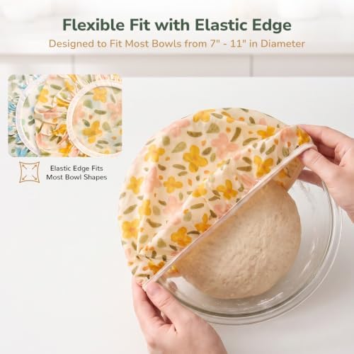 Reusable Beeswax Bowl Covers for Sourdough, 2 Pack, 10 Inch