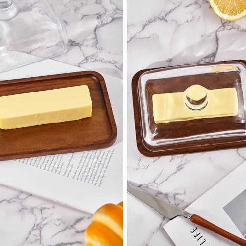 butter dish with lid, glass airtight lid keeps butter soft, for