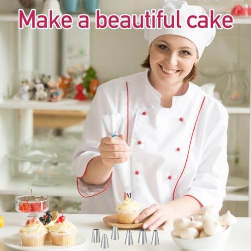 14pcs Reusable Piping Bags and Tips Set,16inch Cotton Baking Kit with