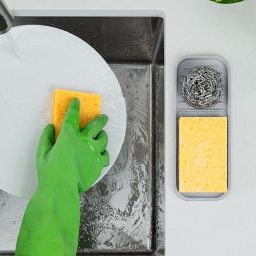 Zulay Kitchen (9x3.5in) Sponge Holder for Kitchen Sink - Flexible