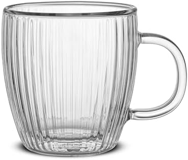 JoyJolt Fluted Glass Espresso Cups, 5.4oz Espresso Cup - Set of 2