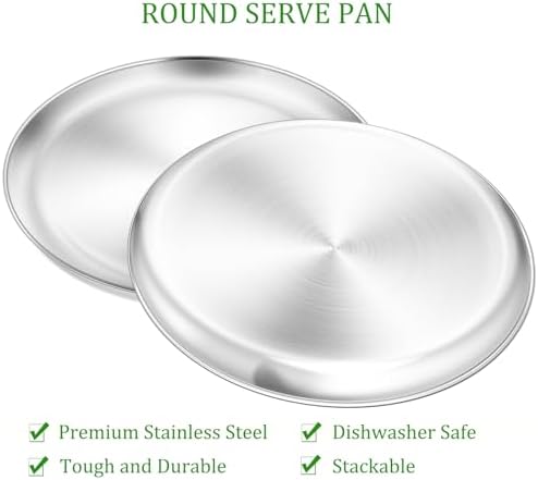Pizza Pan Set of 2, Stainless Steel Pizza Tray for Oven, Round Pizza