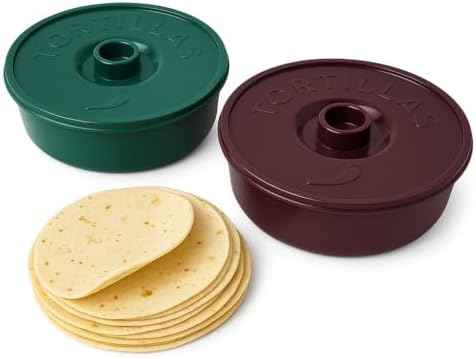 2-Pack Tortilla Warmer with Lid, 8.5 Inch BPA-Free Microwave Safe