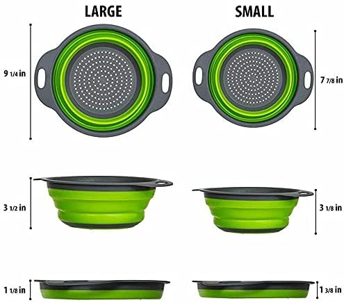 Collapsible Colander Set, Silicone Folding Strainers Set of