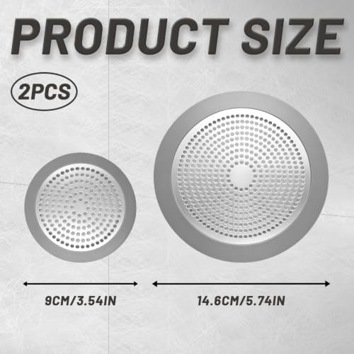 2PCS Shower Drain Hair Catcher, Weighted Metal Bathtub Drain Strainer