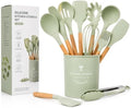 Caboh Silicone Kitchen Utensil Set, 12-Piece, Light Green