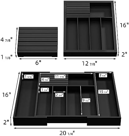 Utensil Organizer Silverware Tray for Drawer - Bamboo Knife Drawer