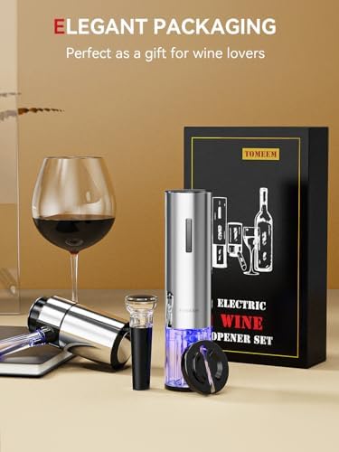 Rechargeable Electric Wine Gift Set - Aerator, Vacuum Stoppers, Foil