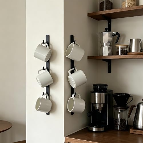 Yohsnor 2PCS Coffee Mug Rack-Hanging Iron Coffee Cup Holder with 6