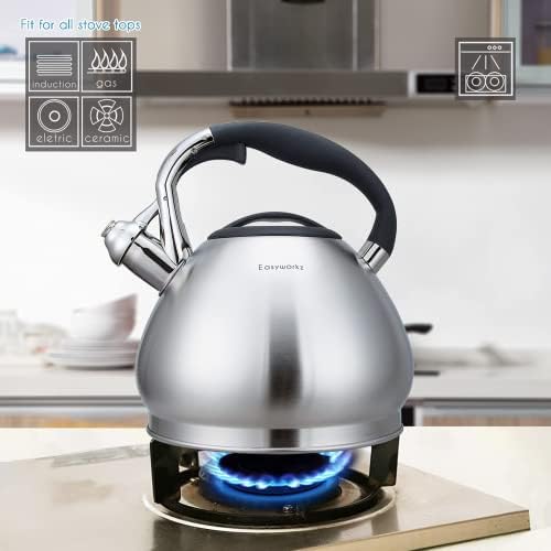 Easyworkz Stainless Steel Whistling Tea Kettle, 2.4 Quart