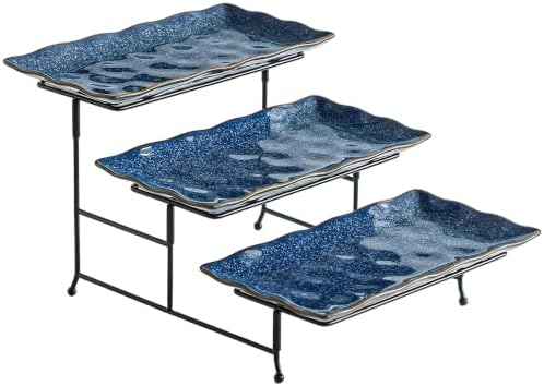 YYW 3-Tier Porcelain Serving Tray Set, 12 Inch Platters with Sturdy