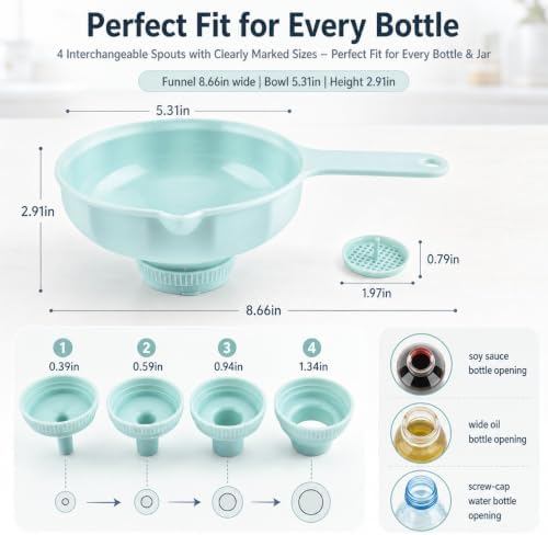 RUIGENG7-in-1 Wide Mouth Versatile Kitchen Funnel