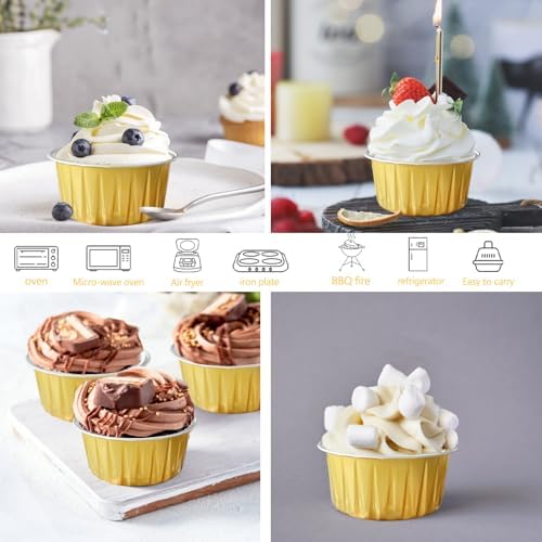 200Pcs Round Aluminum Baking Cake Pans with Clear Plastic Lids, Foil