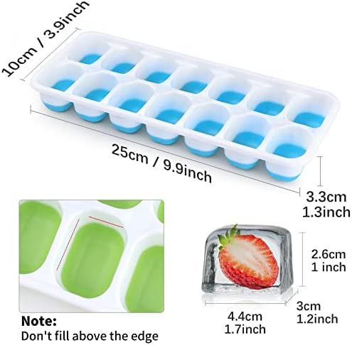 Silicone Ice Cube Tray, 8 Pack Easy-Release & Flexible 14-Ice Cube