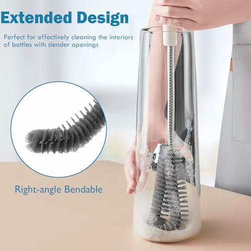 16 inches Long Handle Black Bottle Cleaning Brushes - Perfect for Baby