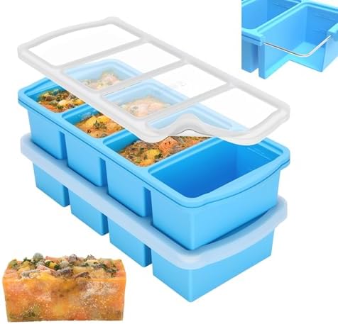 Zip Standing Silicone Freezer Trays with Lid,1-cup Soup Freezer