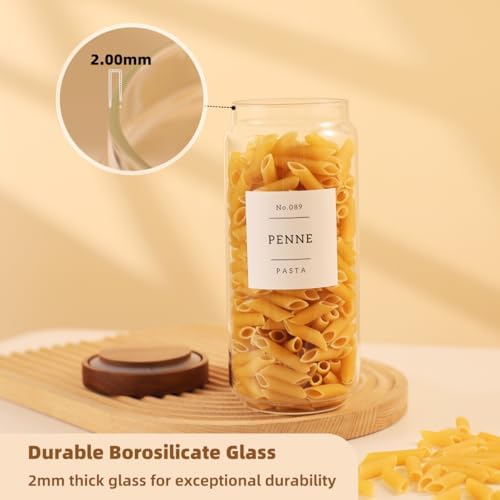 3 Pack Glass Canisters with Airtight Acacia Lids and 132 Kitchen