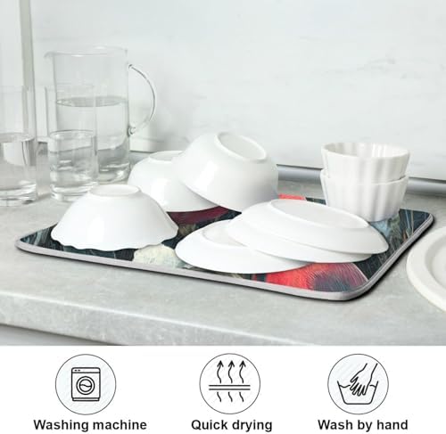 OTVEE Cardinal Winter Beauty Dish Drying Mat for Kitchen Counter