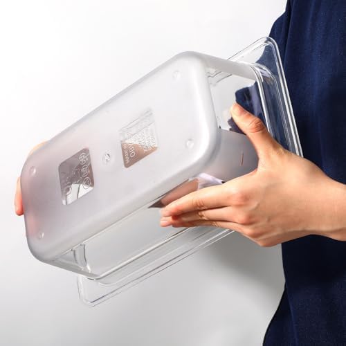 6 Pack 1/3 Size Plastic Clear Food Pans with Lids, 4 Inch Deep