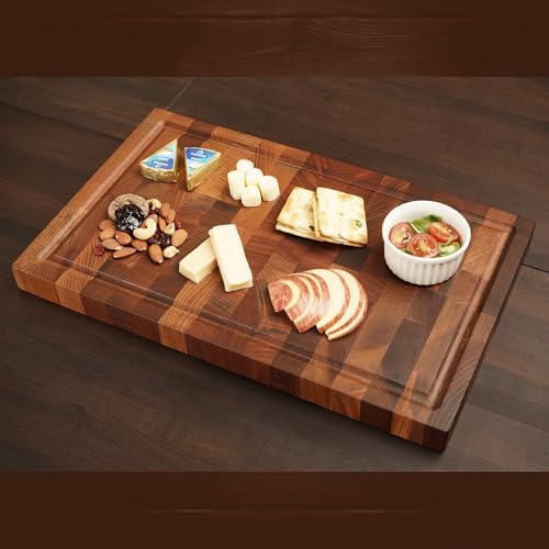 BOUMBI Zelkova End-Grain Cutting Board, 16.9" x 10.4" x 1.2"