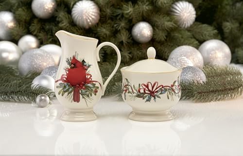 Lenox 847266 Winter Greetings Sugar & Creamer Set, Christmas & Holiday