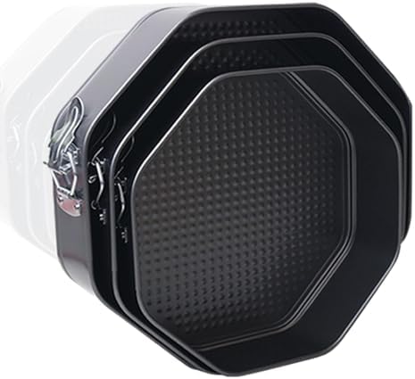 Cake Bake Pan Set - 3-Piece Octagon Springform Pans Kit For Cheesecake