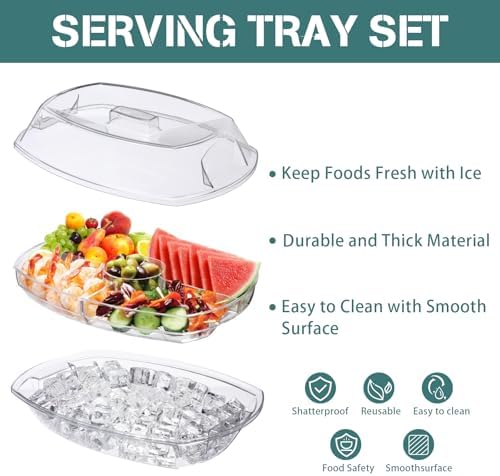 Chilled Serving Platters,Chilled Veggie Tray with Lid,Ice Serving