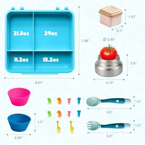 JSLOVE Bento Lunch Box with Leak Proof Insulated Food Jar for Kids