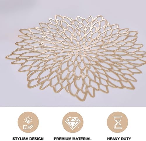 Snowkingdom Pack of 18 Gold Placemats Metallic Round Leaf Bulk Pressed