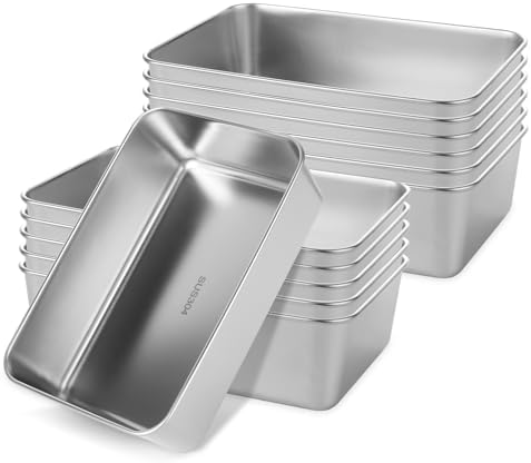 AKOLAFE 12 Pack Stainless Steel Loaf Pan 8.5 x 5.5 Inch Banana Bread
