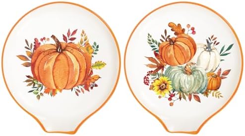 JarThenaAMCS 4.7inch 2Pcs Fall Spoon Rest Orange Green White Pumpkin