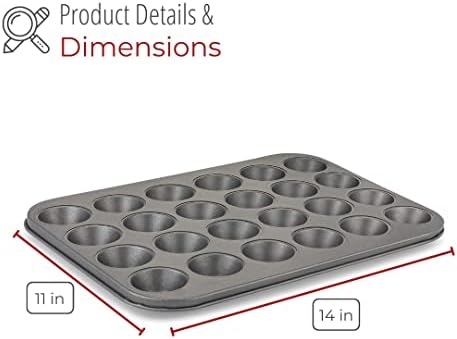 husMait 24-Cup Mini Muffin Pan - Non-Stick Carbon Steel Mini Cupcake